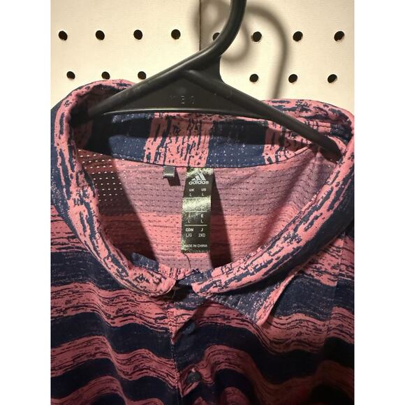 Adidas Men’s NVLTY Core Golf Polo T-Shirt – Size Large – Blue with Salmon/Coral - Picture 3 of 4